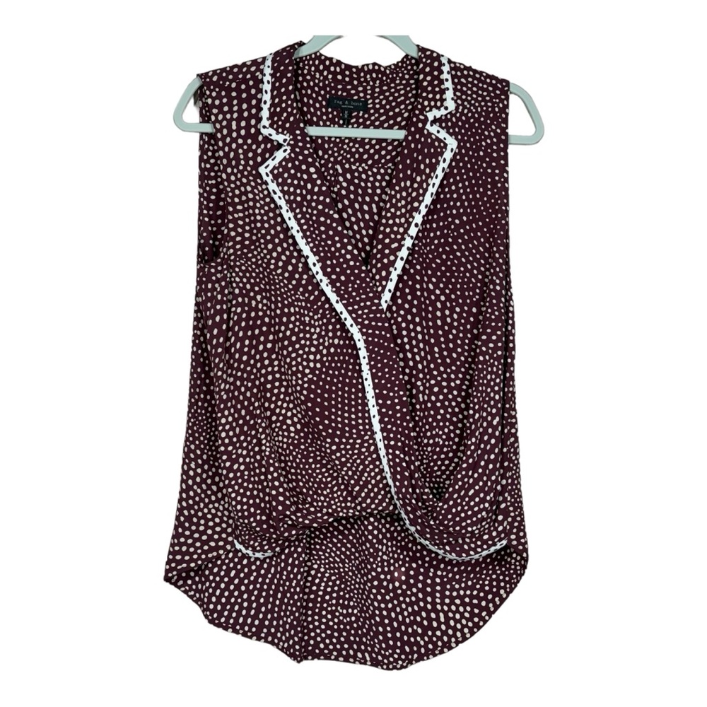 Rag & Bone Dean Polka Dot Sleeveless Blouse Size M